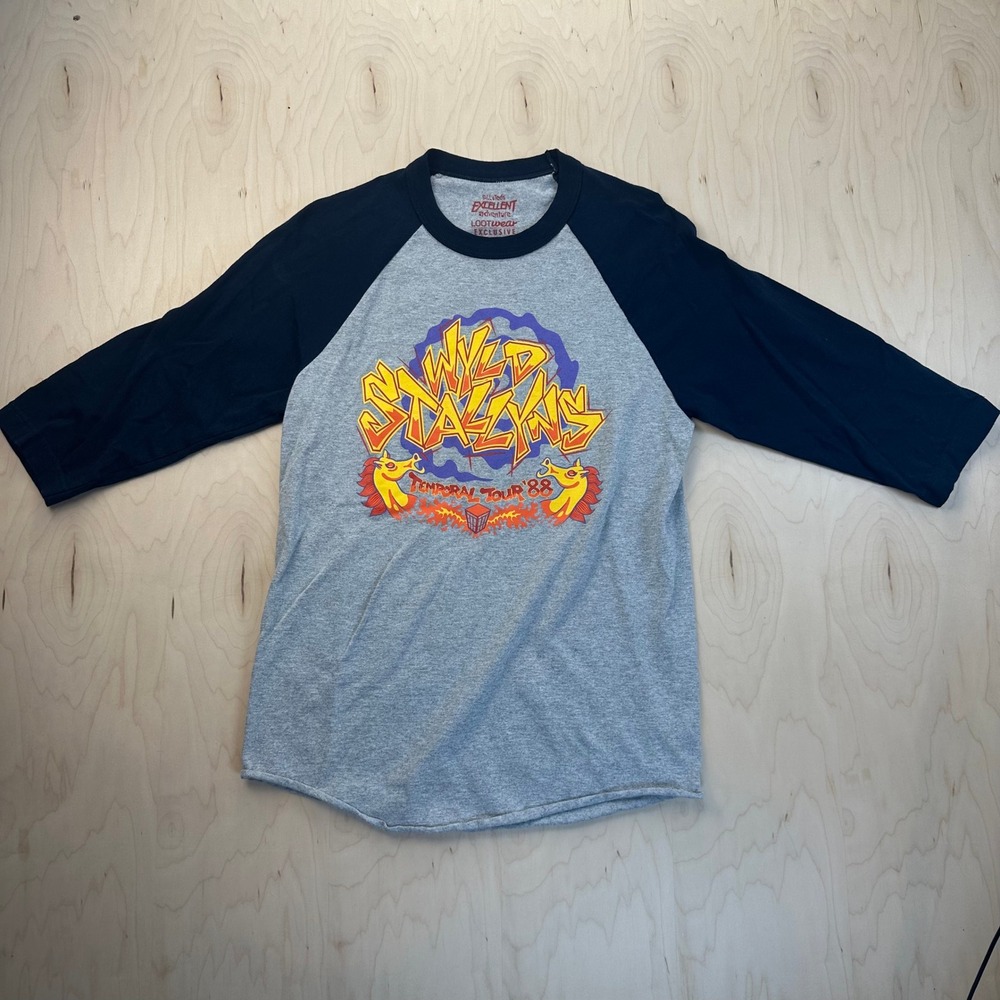 Bill & Ted Excellent Adventure Wild Stallyns Temporal Tour '88 Raglan T Shirt SM